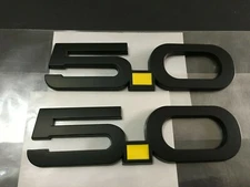 2015-2022 NEW MATTE BLACK & YELLOW 5.0 FENDER BADGE EMBLEM - 2 PCS