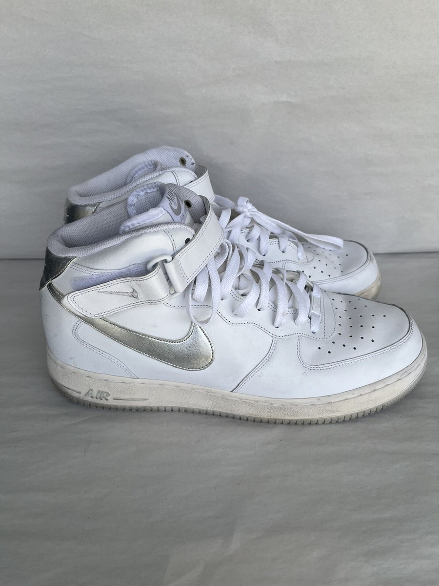 Nike Air Force 1 Hightop White Silver AF1 SZ 14 315123-109 | eBay