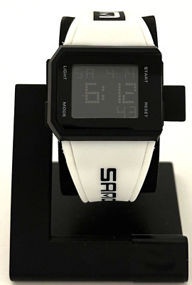 SANDA MEN'S BLACK DIGITAL WATCH WITH WHITE BAND 9003