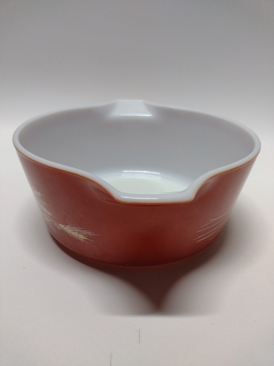 Vintage Pyrex 475-B Rust Autumn Harvest Wheat Casserole Dish Bowl