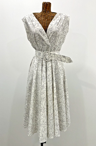 HEART OF ALTE, 1950er Marilyn Monroe-artiges weißes Schaukelkleid, Pinup (Größe M) - Bild 5 von 14