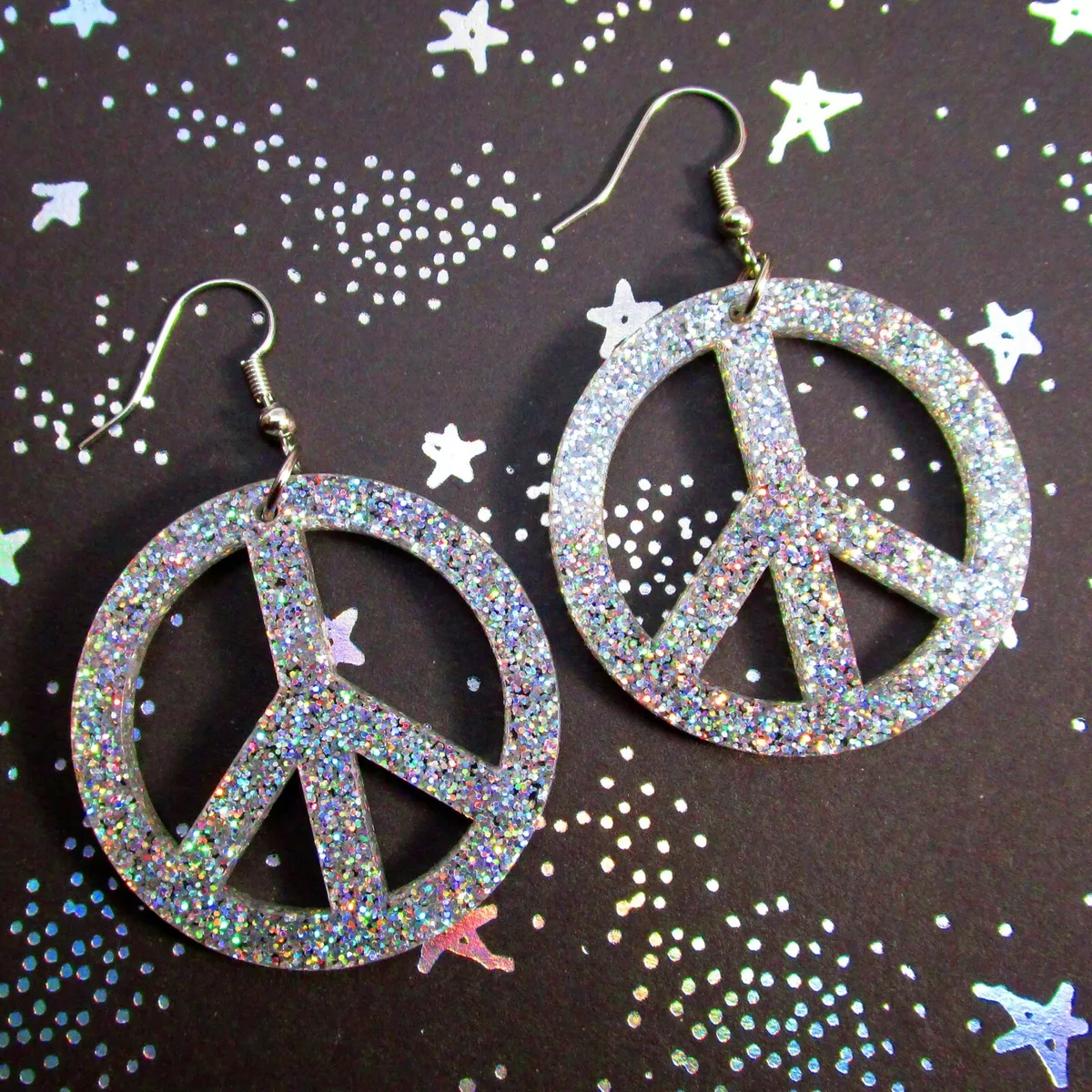 Peace symbol earrings sale