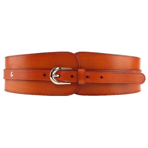 Cintura Vita Donna Vera Pelle Elastica Elastica Oro Fibbia Larga Cintura Vita - Foto 5 di 9