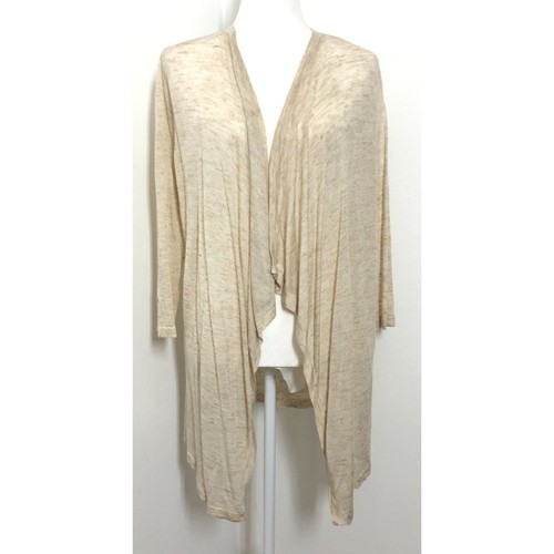 LYN Linen Cardigan Womens 1X Beige Sheer Open Front Lightweight Stretch NWT - Picture 5 of 10