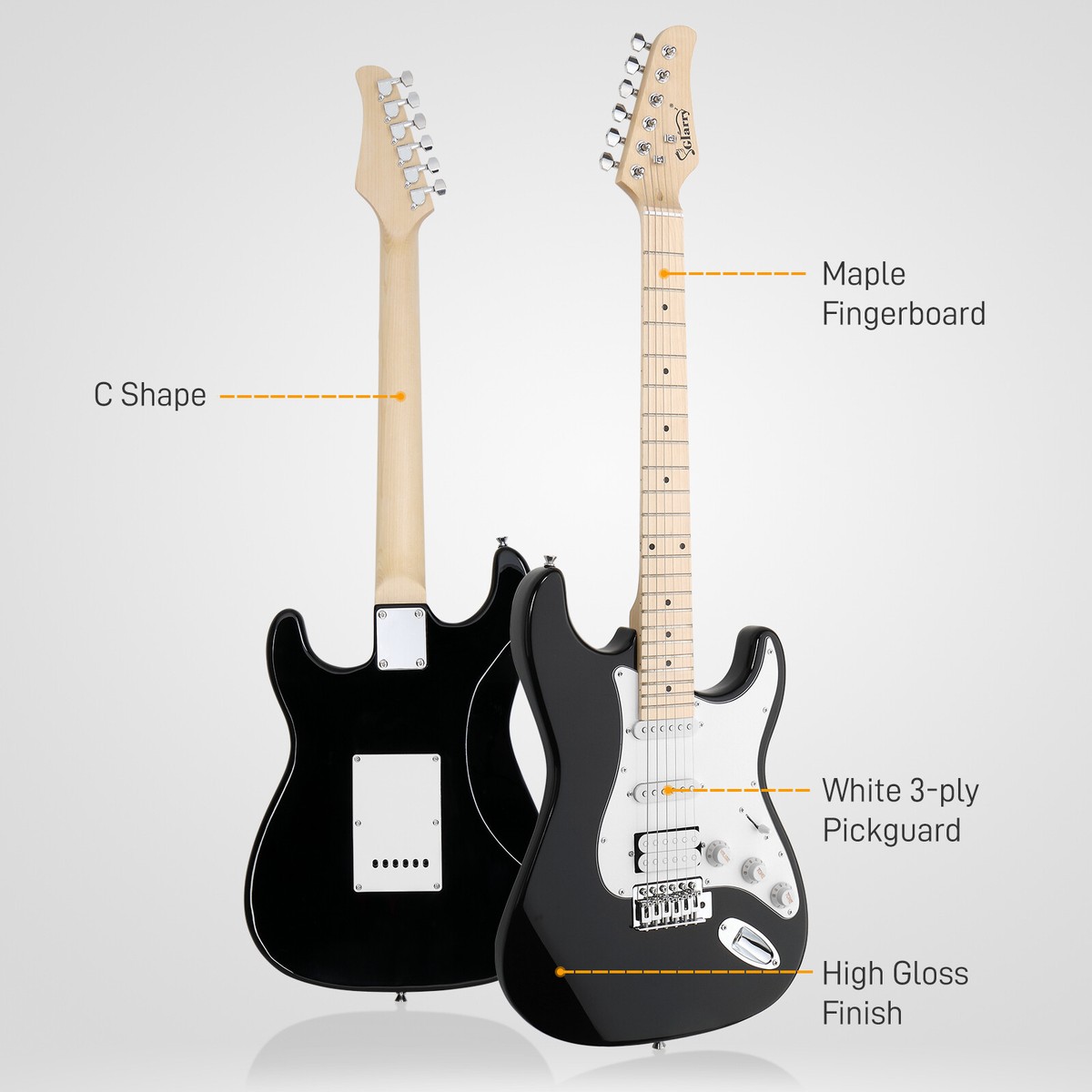 Standard Single Single Double Pickup Maple Fingerboard Black Standard Single Single Double Pickup Maple Fingerboard Black