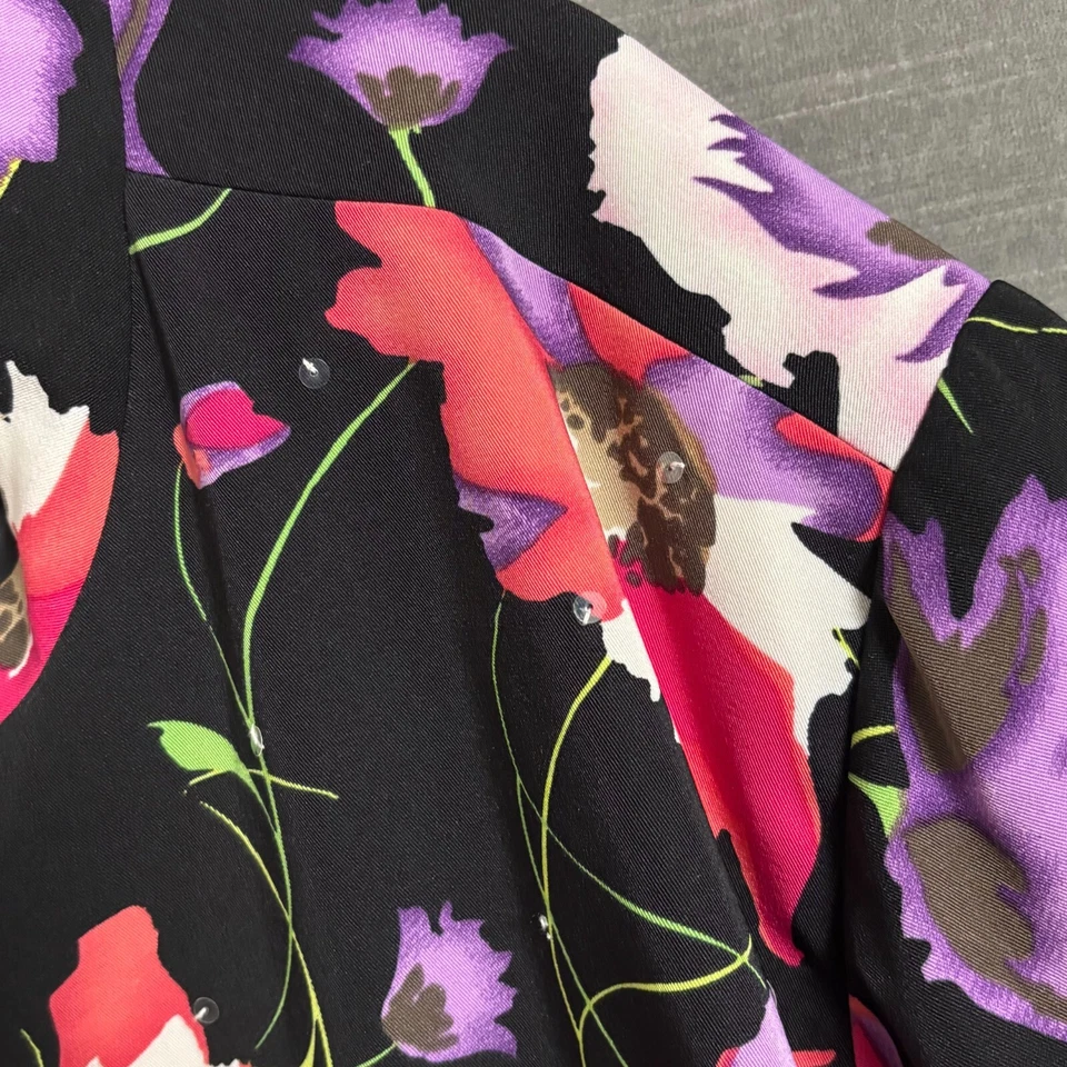 Chaqueta Maggie Barnes 4X Blazer Floral Negro Rosa Clásico Colorido Otoño Carrera Foto 4 de 4