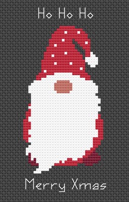 Gonk Christmas Cross Stitch Card Kit or Pattern - by Florashell