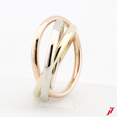 Drei-Schienen Ring 585/14K Gelbgold Weißgold Rotgold ohne Besatz Ringweite 45