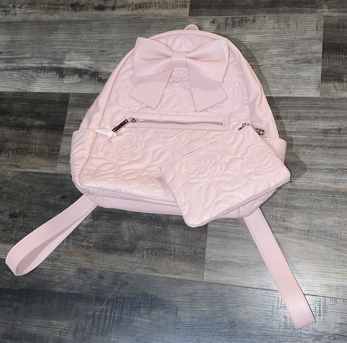 Betsey Johnson Kitsch Large Backpack Bow, Pink With Clutch NWOT | eBay