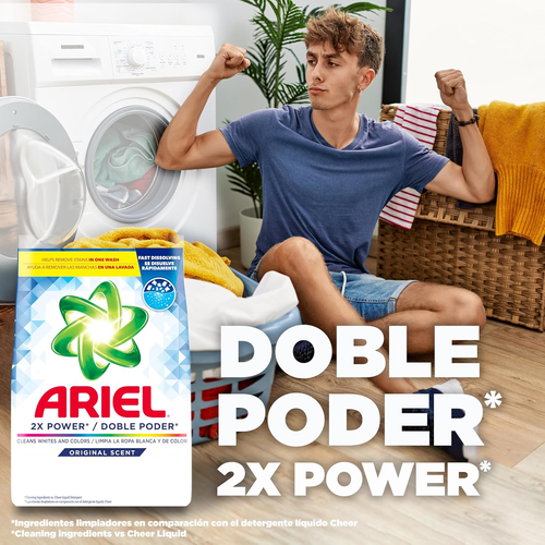 Ariel Powder Laundry Detergent, Original Scent, 211 Ounces 132 Loads, 13.19 Poun - Picture 3 of 11