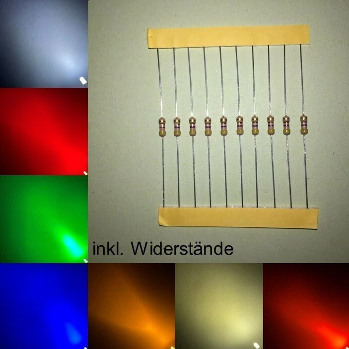 3mm LEDs rund diffus alle Farben inkl. Widerstände Leuchtdioden LED 3 mm - Bild 2 von 3