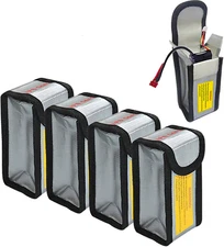 4Pcs Lipo Battery Fireproof Explosion Proof Bag Storage Guard Safe Pouch 125Mm