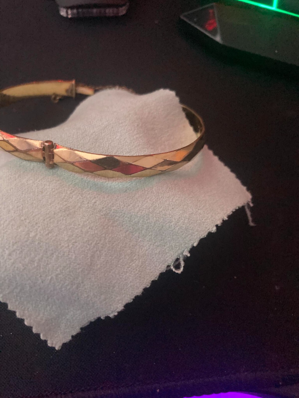 9ct Gold Metal Cored Bangle With Safety Chain 20 Microns 19.25g eBay