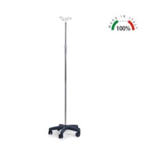 Asta Flebo In Acciaio Inox Con 4 Ganci Portaflebo altezza regolabile Moretti