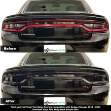 Full Tail Light Tint Vinyl Wrap Overlay Dark Smoke 20% for Dodge Charger 15–23