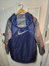 NIKE Jacket Boys XL 90s Red Swoosh tag VTG Nylon Jacket Nylon Blue BIG SWOOSH
