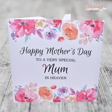 Personalised Happy Mother's Day Birthday In Heaven Card Mum Nan Mam Gran Sister