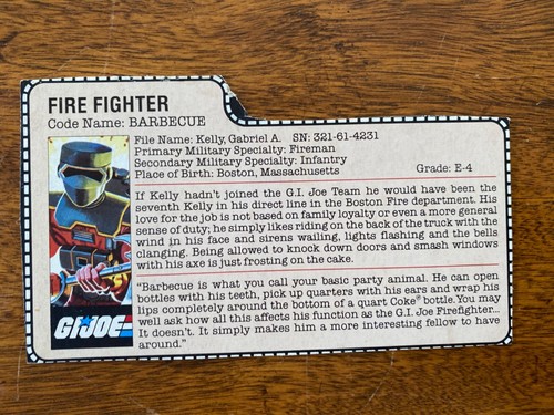 GI Joe Cobra - FILE CARDS - Original Action Figure Accessory LIST YOU PICK - Picture 112 of 273