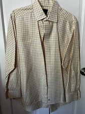 Men’s David Donohue Men’s Button Down; Yellow Checks; 17  34/35; Excellent Condo