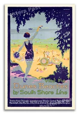 1926 Visit the Dunes Beaches - Vintage Travel Poster Art Print - 24x36