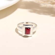 Sterling Silver Garnet Stone Wedding Wife Statement Easter Gift Engagement Ring