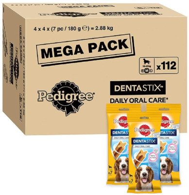 PEDIGREE Dentastix Hundesnack mit Huhn & Rind für mittelgroße Hunde - 112 Stück