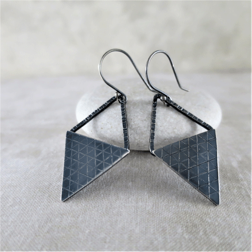 Solid 925 Sterling Silver Black Plated Drop/Dangle Handmade Earrings KGJ-E-1065 - Imagen 1 de 5