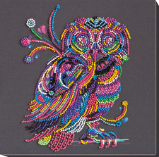 Owl Once upon a night Bead Embroidery Kit   DIY Beaded Home Decor Wall Art