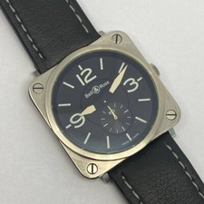 BELL ROSS BRS-98-S QUARTZ MOVEMENT WRISTWATCH WITH ORIGINAL BAND CARD 39MM