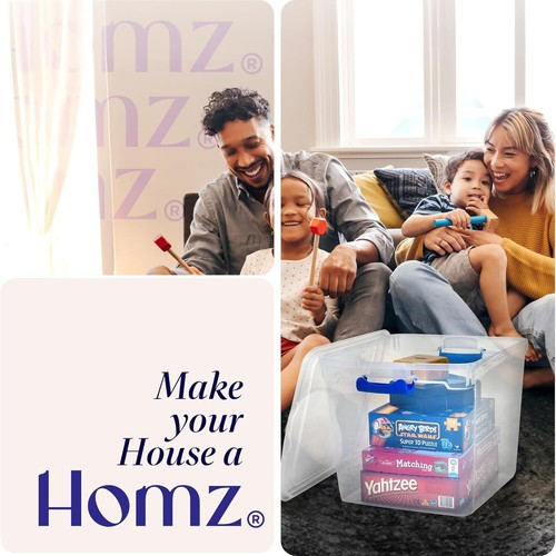 Homz 66-Quart Clear Plastic Stackable Storage Containers w/ Latch Lid, 4 Pack - Picture 8 of 9