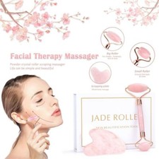 Elegant Rose Quartz Jade Gua Sha Roller Body Face Skin Beauty Therapy Massager