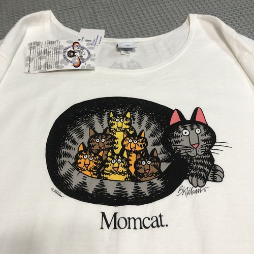 Vintage B Kliban Crazy Shirts XXL White Short Sleeve Mom Cat Kittens 90s Y2K - 第 2/13 張圖片