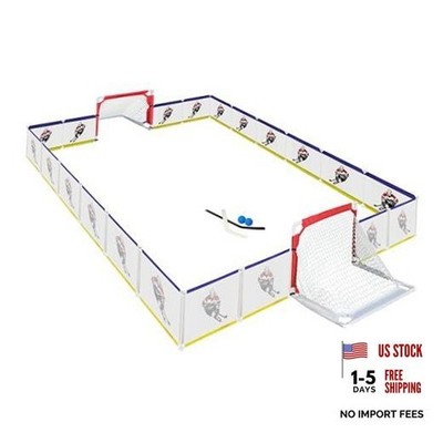 Indoor Mini Knee Hockey Set - Full Rink 9x8ft Goal Set, Easy Assembly and