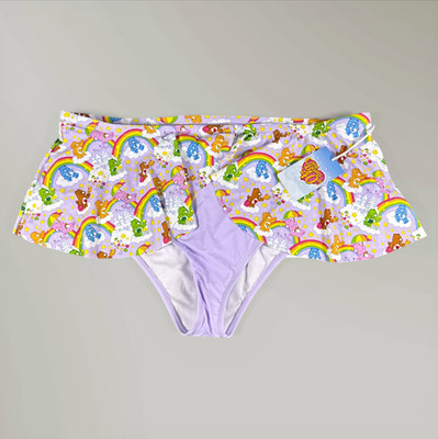 NWT Care Bears Character Skirted Swim Suit Bottom Purple Rainbows Plus Size 3