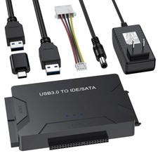 Hard Drive Reader USB 3.0 Type C to SATA IDE Adapter, Internal Data Black