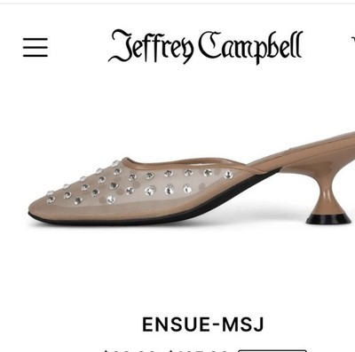 Jeffrey Campbell Mule/Tan Clear Studded Sandal/Kitten Heel/Ensue-MSJ/ $165 NWT/7