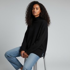 H&M Womens XL Black Turtleneck Jumper Oversized Knit Sweater