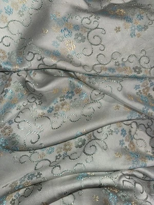 Tissu vintage toile à matelas damassée satin larg 100 cm x H 350 cm D144 - Photo 1/4