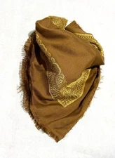 Gold Line Unique TAN Scarf, Desert Bandana Kofya, Arab OldStyle Vintage dress