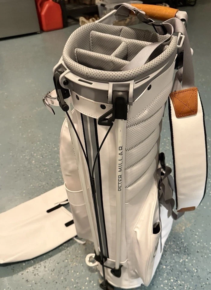 Peter Millar All Course Golf Bag- White - Leather Accents -2025 Model - Image 3 of 4