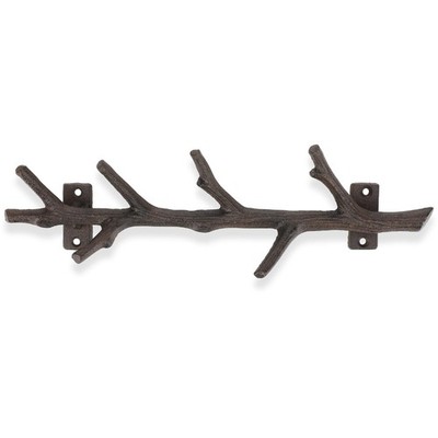 12'' Cast Iron Tree Branch Vertical Coat Hat Rack Wall Mount Heavy Duty Decora...