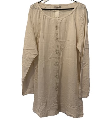 Bon A Parte Beige Bluse mit Blumen Bestickt Gr.46 Damen Neu schöne und leichte