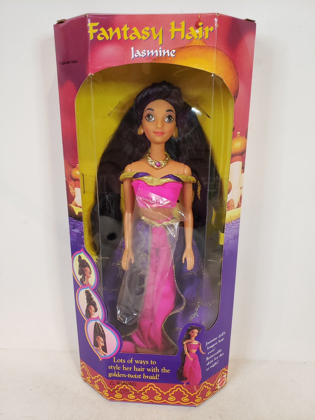 FANTASY HAIR JASMINE BARBIE DOLL 1994 DISNEY ALADDIN MATTEL 14126 NRFB 