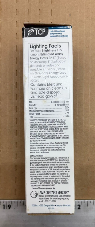 TCP 33118Q 2700K 120V 18W Light Bulb - Image 3 of 4