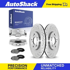 Front Drilled Slotted Brake Rotors Premium Ceramic Pads Calipers for Honda Civic