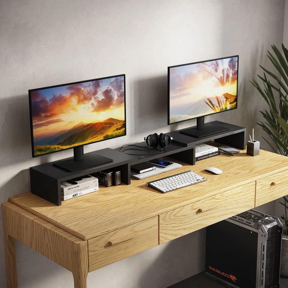 Monitoraufsatz Monitorerhöhung 12,6 cm, schwarz, Länge verstellbar, Schreibtisch - Bild 4 von 4