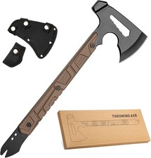 17.5in Full Tang Camping Axe Tomahawk with Nylon Sheath, Tactical and Black 