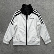Adidas Jacket Toddler 3T White Black 3 Stripe Track Full Zip Athletic Logo