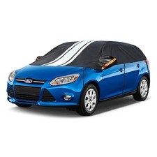 Universal Half Car Cover for 2L: Hatchback Length UP To 133inch black white