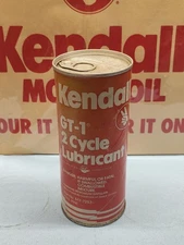 Kendall GT-1 Vintage 2-Cycle Lubricant Motor Oil 16oz Cardboard Can Advertising